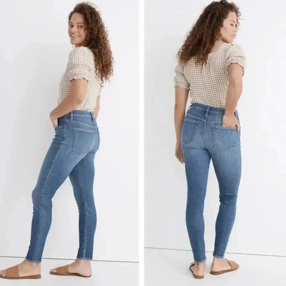 Madewell 9" High Rise Skinny Jeans Medium Wash Indigo Denim Size 25 Petite - Picture 1 of 8